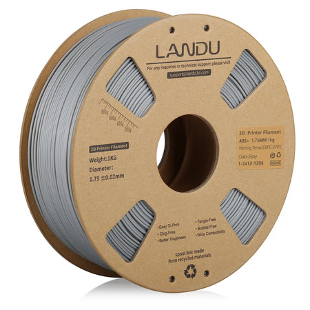 LANDU Gray ABS+ 3D printer filament 1kg cardboard spool, perfect for industrial modeling and structural functional parts.