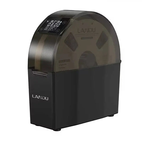 LANDU single spool 3D printer filament dryer box featuring a sleek black design and digital LCD display.