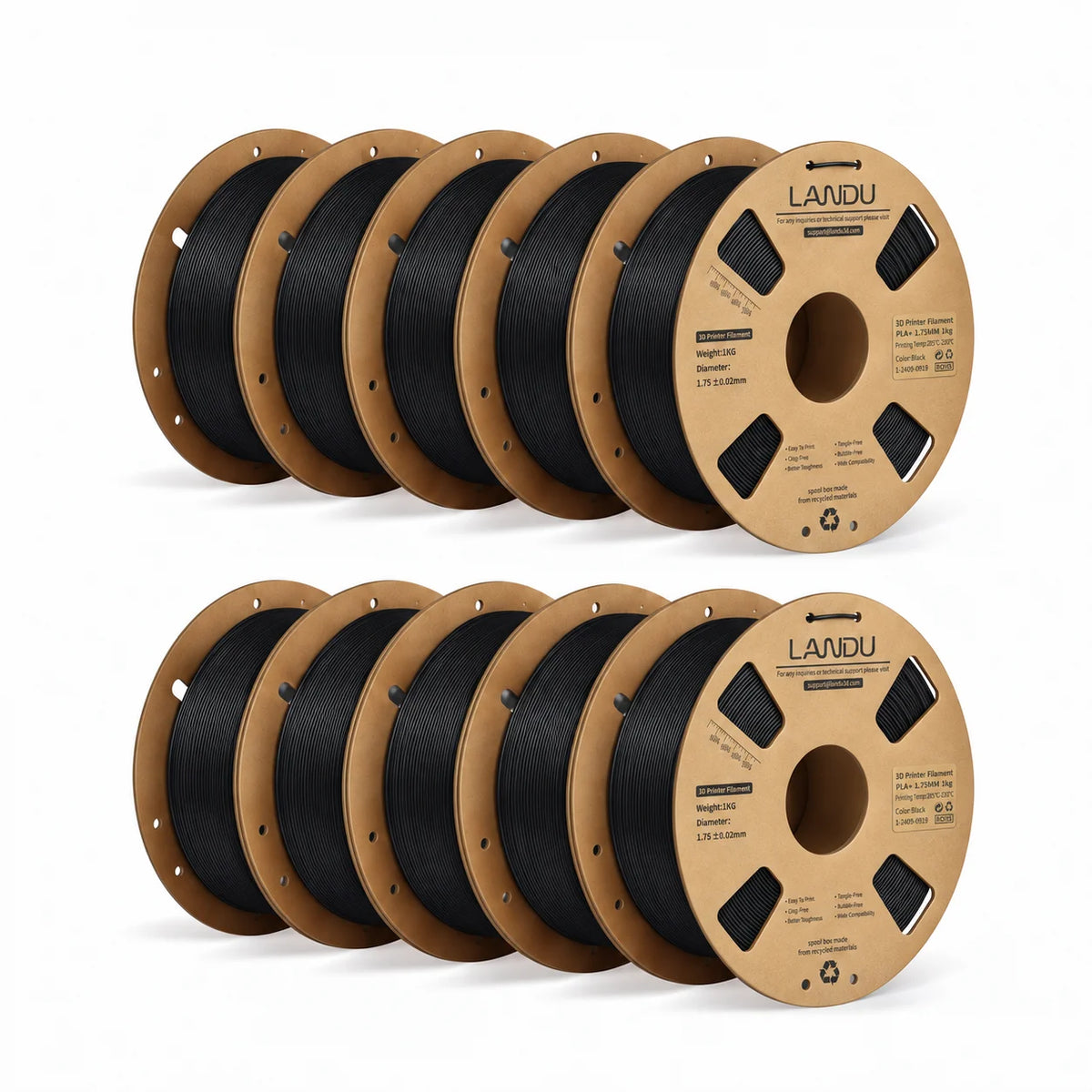 Black PLA+  3D printer filament 10kg spool