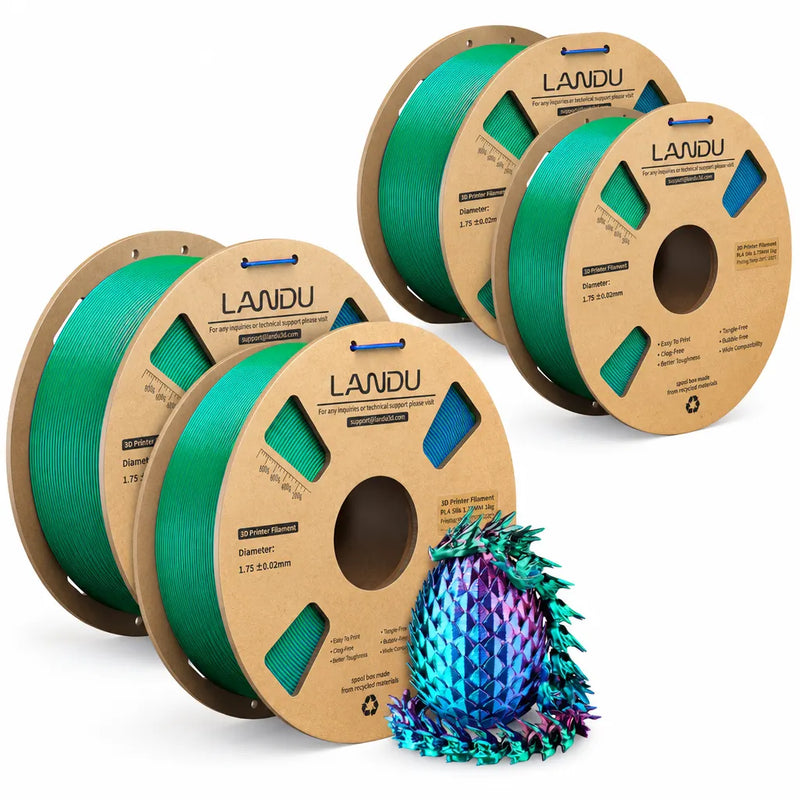 LANDU Silk PLA Tri Color Filament 1.75mm 4 Pack