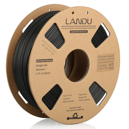 matte-pla-filament-landu-black-1.75mm-1kg-front-view