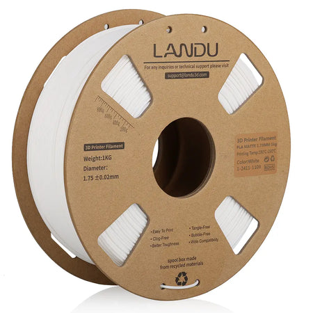 matte-pla-filament-landu-white-1.75mm-1kg-front-view