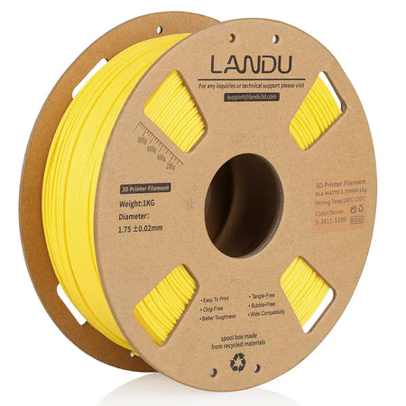 matte-pla-filament-landu-yellow-1.75mm-1kg-front-view