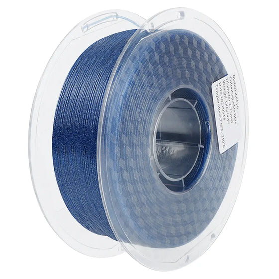 LANDU Sparkling Blue PETG 3D printer filament 1kg transparent spool showcasing a glossy galaxy-like texture.