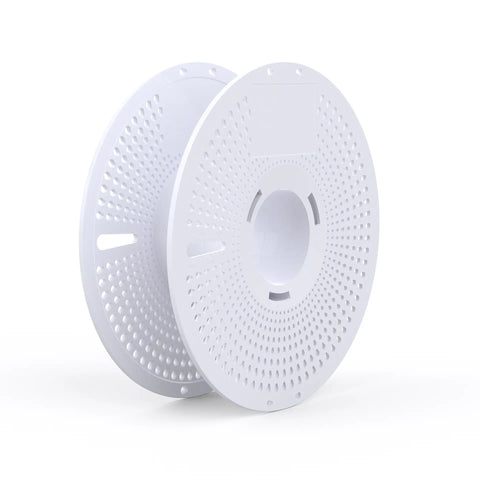 LANDU white refillable plastic spool for 3D printer filament refill coils featuring a lightweight ventilated design.