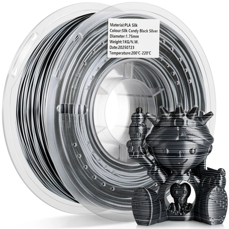 silk-pla-candy-filament-landu-black-silver-1.75mm-1kg-front-view