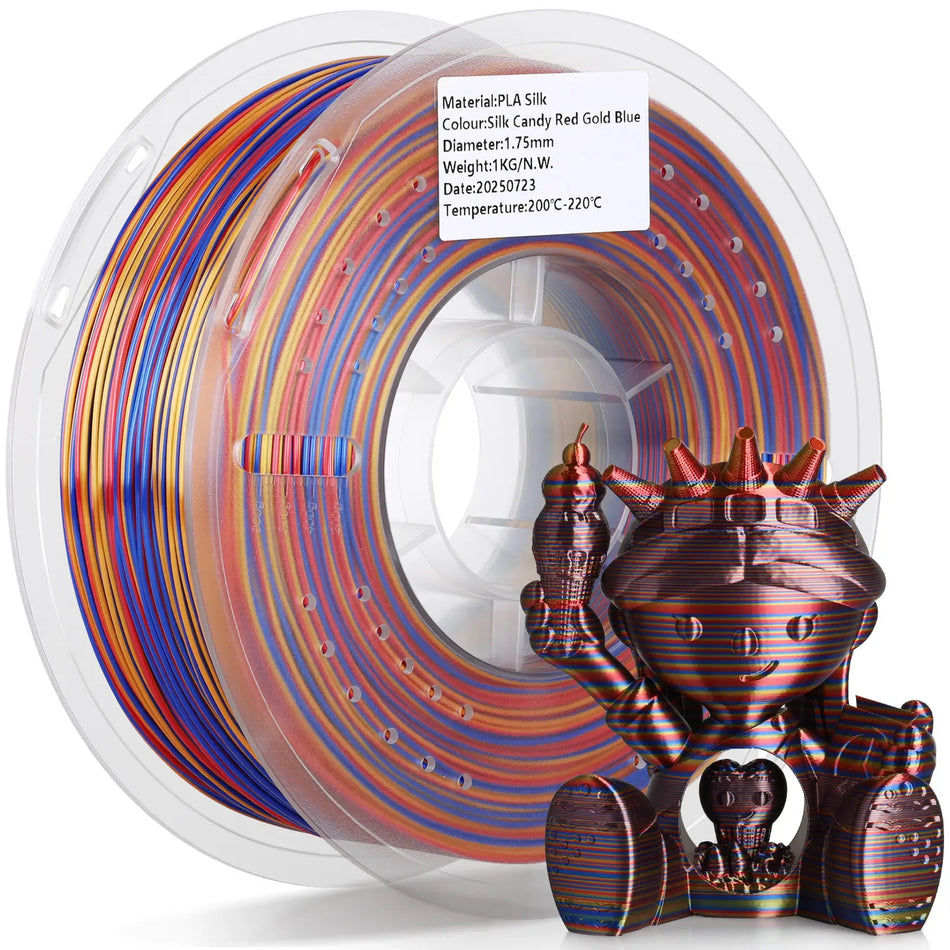 silk-pla-candy-filament-landu-red-gold-blue-1.75mm-1kg-front-view