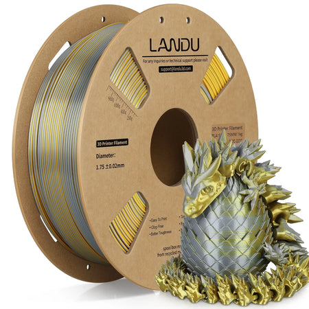 silk-pla-dual-color-filament-landu-glod-silver-1.75mm-1kg-front-view