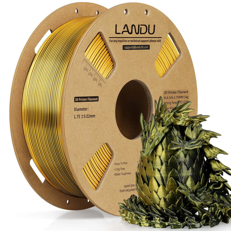 silk-pla-dual-color-filament-landu-gold-black-1.75mm-1kg-front-view