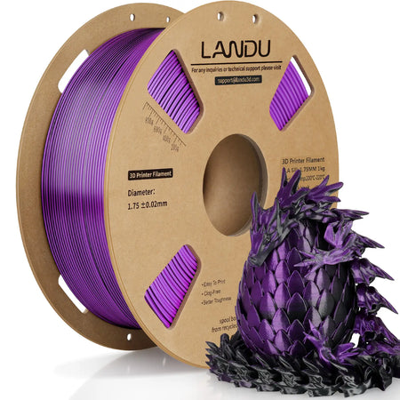silk-pla-dual-color-filament-landu-purple-black-1.75mm-1kg-front-view